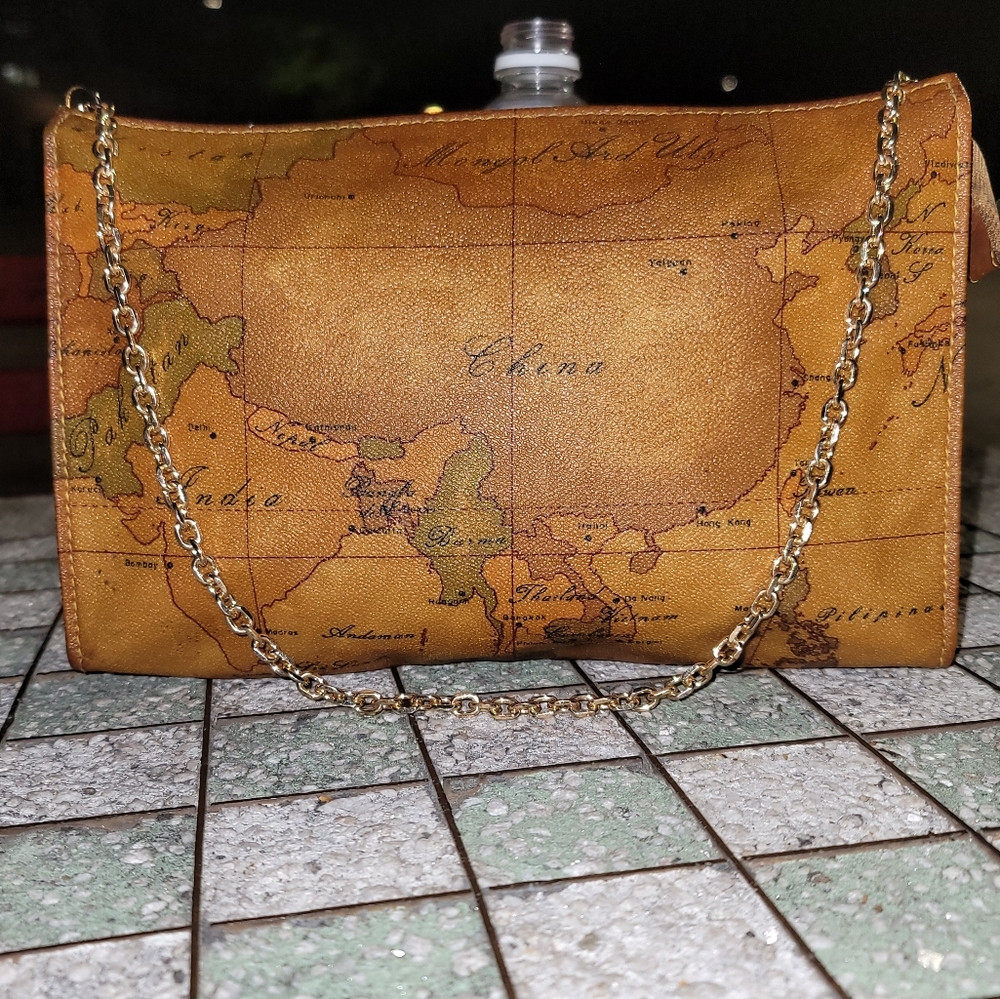 Alviero Martini Toiletry Pouch makeup Clutch Chain China Map 🇨🇳 Prima Classe